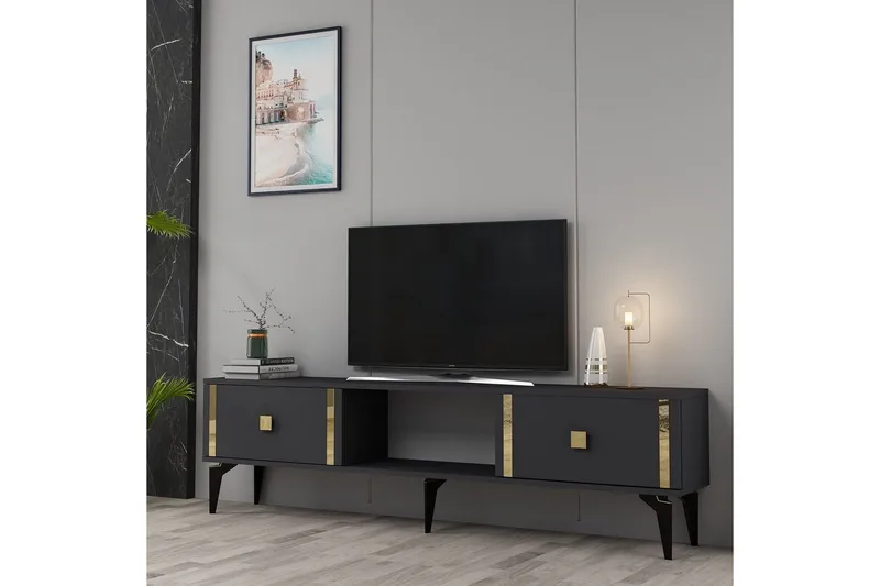 Male Tv-bänk 150 cm - Antracit/Guld - Möbler - Tv möbel & mediamöbel - TV bänk & mediabänk