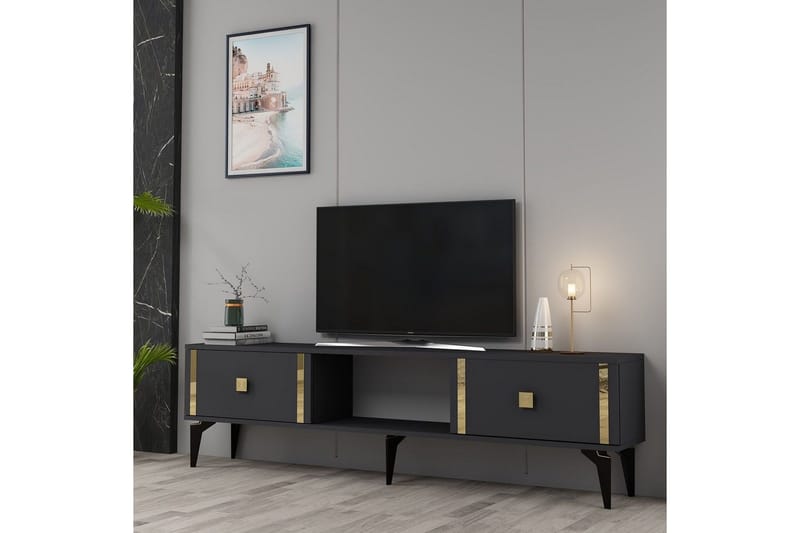 Male Tv-bänk 150 cm - Antracit/Guld - Möbler - Tv möbel & mediamöbel - TV bänk & mediabänk