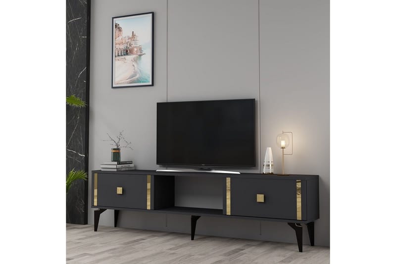 Male Tv-bänk 150 cm - Antracit/Guld - Möbler - Tv möbel & mediamöbel - TV bänk & mediabänk