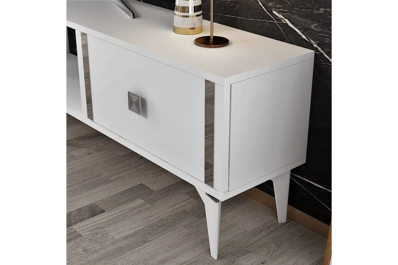 Male Tv-bänk 150 cm - Vit/Silver - Möbler - Tv möbel & mediamöbel - TV bänk & mediabänk