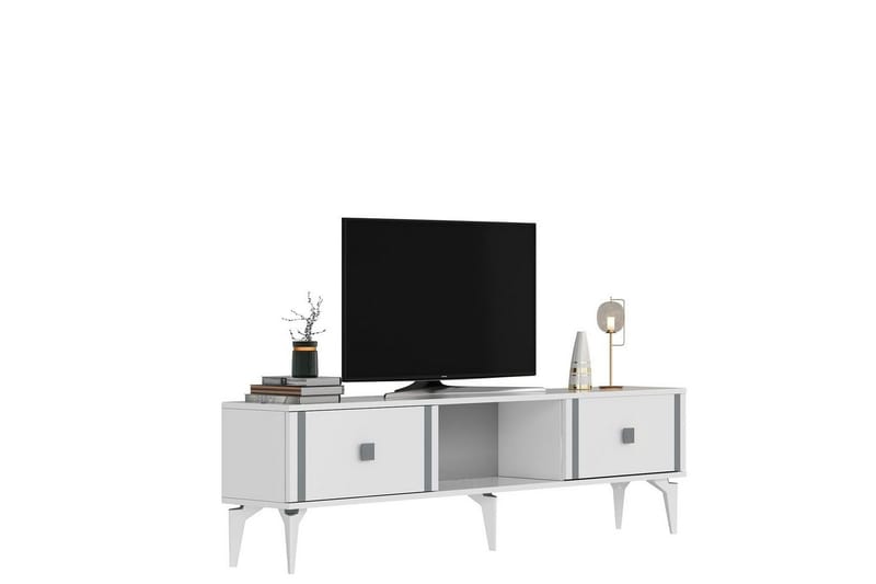 Male Tv-bänk 150 cm - Vit/Silver - Möbler - Tv möbel & mediamöbel - TV bänk & mediabänk