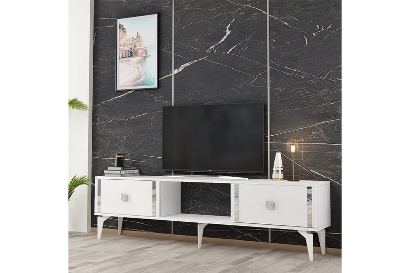 Male Tv-bänk 150 cm - Vit/Silver - Möbler - Tv möbel & mediamöbel - TV bänk & mediabänk