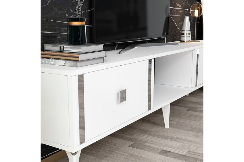 Male Tv-bänk 150 cm - Vit/Silver - Möbler - Tv möbel & mediamöbel - TV bänk & mediabänk