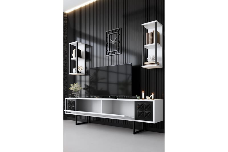 Manchan Tv-bänk 180 cm - Vit/Svart - Möbler - Tv möbel & mediamöbel - TV bänk & mediabänk