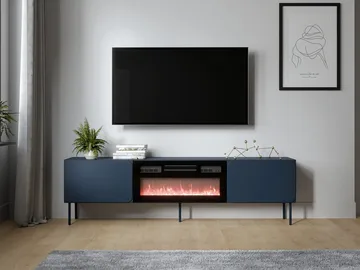 Marros Tv-bänk 200 cm med Elkamin - Blå - Möbler - Tv möbel & mediamöbel - TV bänk & mediabänk