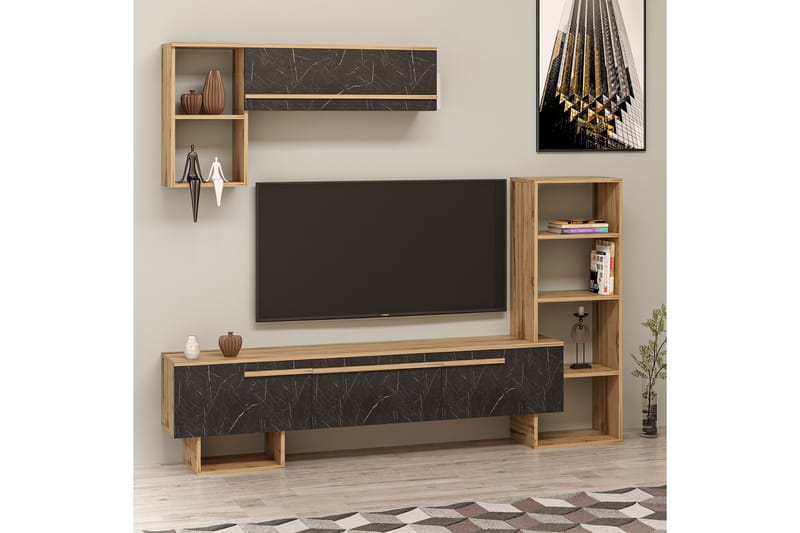 Mega Tv-möbelset 120x22 cm Brun/Svart - Hanah Home - TV-möbelset