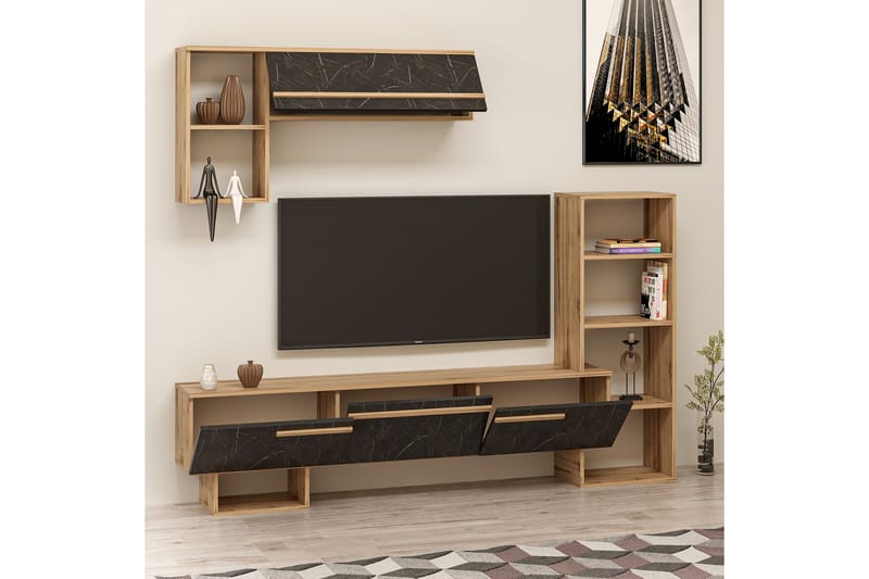 Mega Tv-möbelset 120x22 cm Brun/Svart - Hanah Home - Möbler - Tv möbel & mediamöbel - TV-möbelset