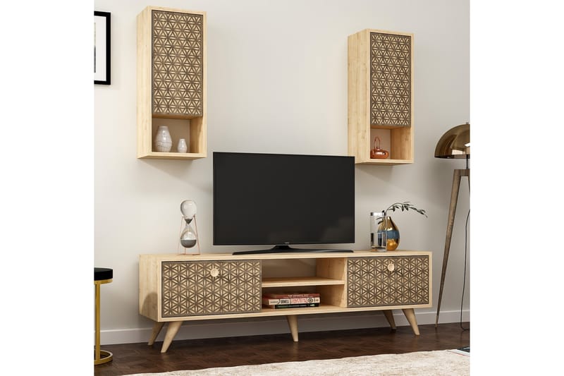 Melinsa Tv-möbelset 150x35 cm Brun - Hanah Home - TV-möbelset