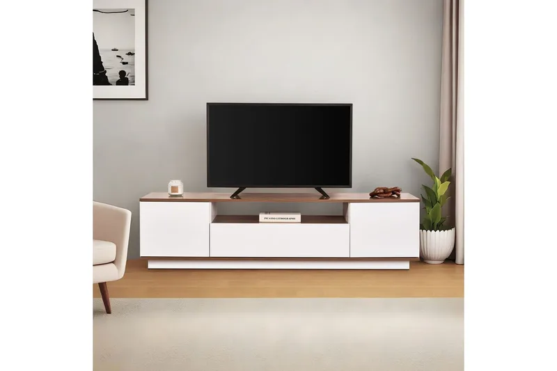 Meni Tv-bänk 180 cm - Vit/Brun - Möbler - Tv möbel & mediamöbel - TV bänk & mediabänk