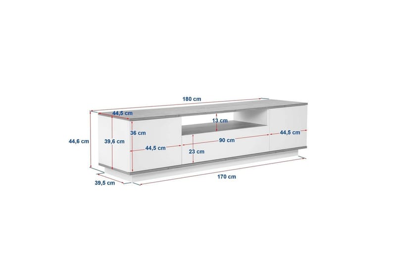 Meni Tv-bänk 180 cm - Vit/Brun - Möbler - Tv möbel & mediamöbel - TV bänk & mediabänk