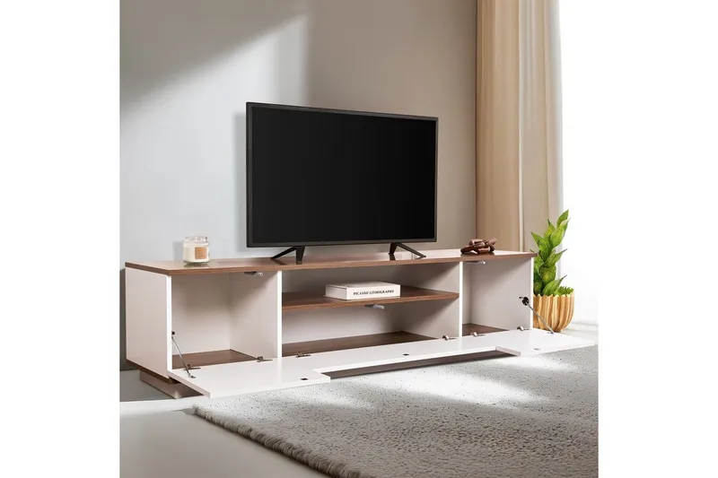 Meni Tv-bänk 180 cm - Vit/Brun - Möbler - Tv möbel & mediamöbel - TV bänk & mediabänk