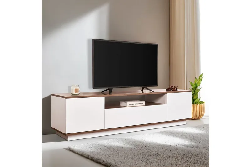Meni Tv-bänk 180 cm - Vit/Brun - Möbler - Tv möbel & mediamöbel - TV bänk & mediabänk