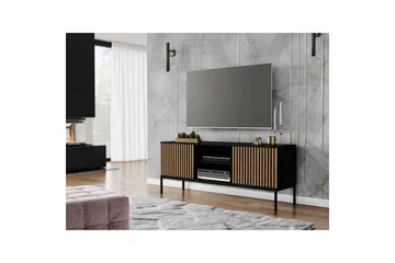 Meorati Golvstående Tv Bänk 150 cm med Förvaring i Ek - Svart - Möbler - Tv möbel & mediamöbel - TV bänk & mediabänk