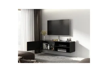 Meorati Vägghängd TV-bänk 150 cm med Förvaring i Ek - Svart - Möbler - Tv möbel & mediamöbel - TV bänk & mediabänk