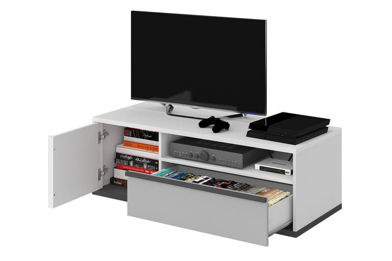 Metropolitan Tv-bänk 120x50 cm - Vit/Ljusgrå/Svart - Möbler - Tv möbel & mediamöbel - TV bänk & mediabänk