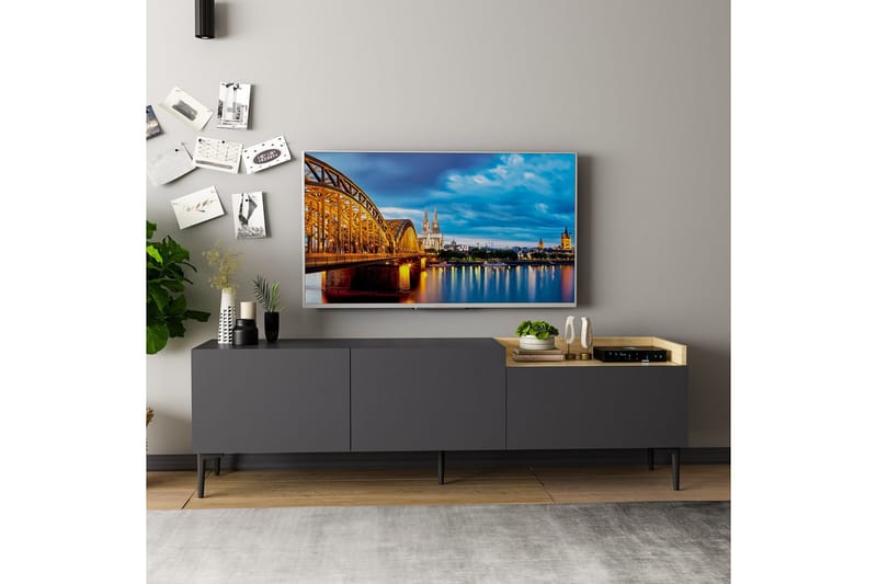 Mijara Tv-bänk 160x37 cm Svart - Hanah Home - TV bänk & mediabänk