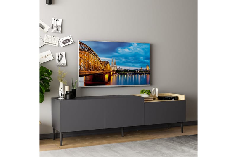 Mijara Tv-bänk 160x37 cm Svart - Hanah Home - TV bänk & mediabänk