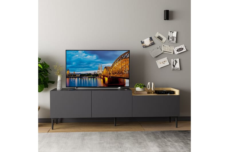Mijara Tv-bänk 160x37 cm Svart - Hanah Home - TV bänk & mediabänk