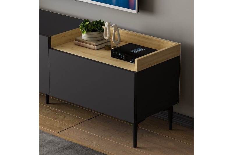 Mijara Tv-bänk 160x37 cm Svart - Hanah Home - Möbler - Tv möbel & mediamöbel - TV bänk & mediabänk