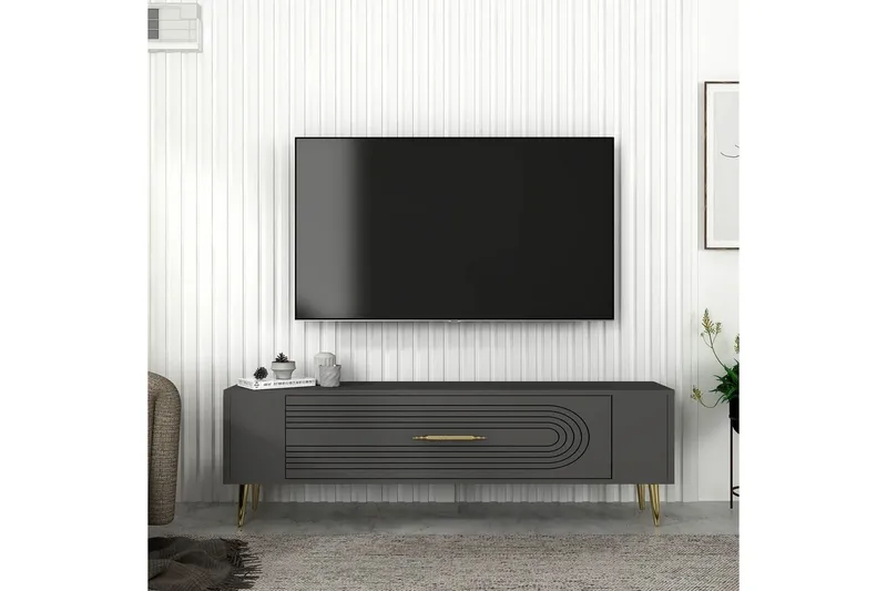 Mirel Tv-bänk 120 cm - Antracit/Guld - Möbler - Tv möbel & mediamöbel - TV bänk & mediabänk