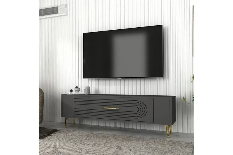 Mirel Tv-bänk 120 cm - Antracit/Guld - Möbler - Tv möbel & mediamöbel - TV bänk & mediabänk