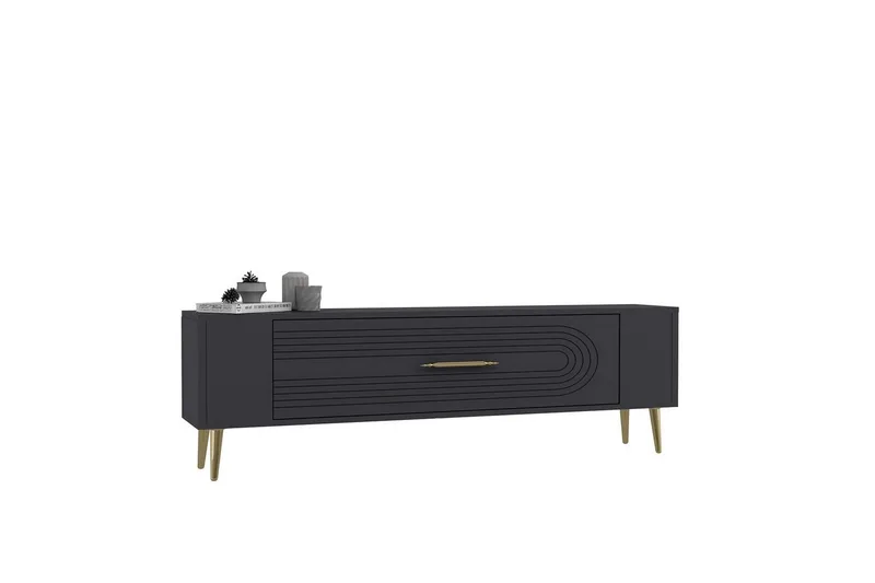Mirel Tv-bänk 120 cm - Antracit/Guld - Möbler - Tv möbel & mediamöbel - TV bänk & mediabänk