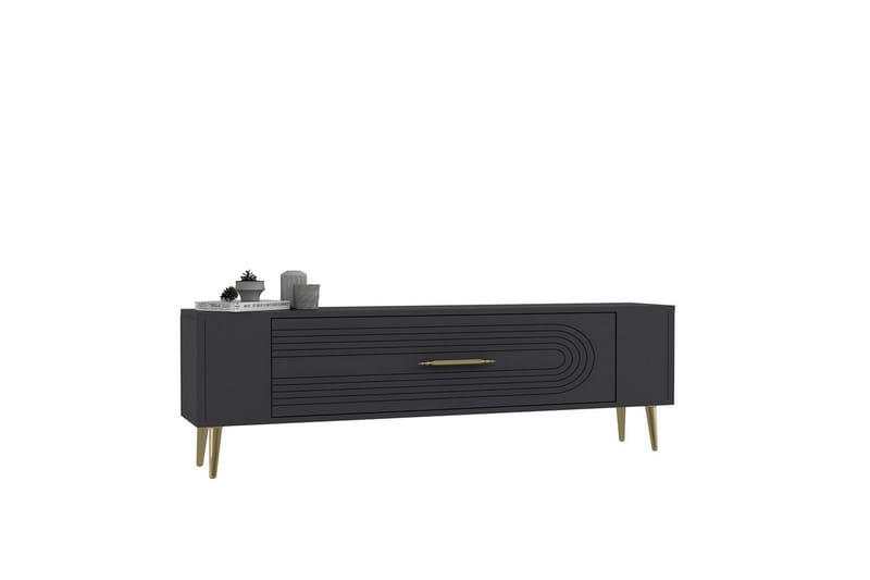 Mirel Tv-bänk 120 cm - Antracit/Guld - Möbler - Tv möbel & mediamöbel - TV bänk & mediabänk