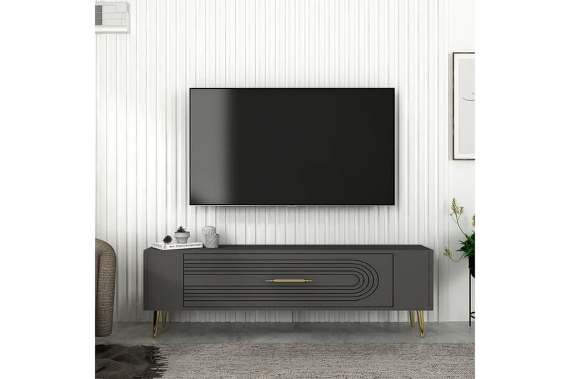 Mirel Tv-bänk 120 cm - Antracit/Guld - Möbler - Tv möbel & mediamöbel - TV bänk & mediabänk