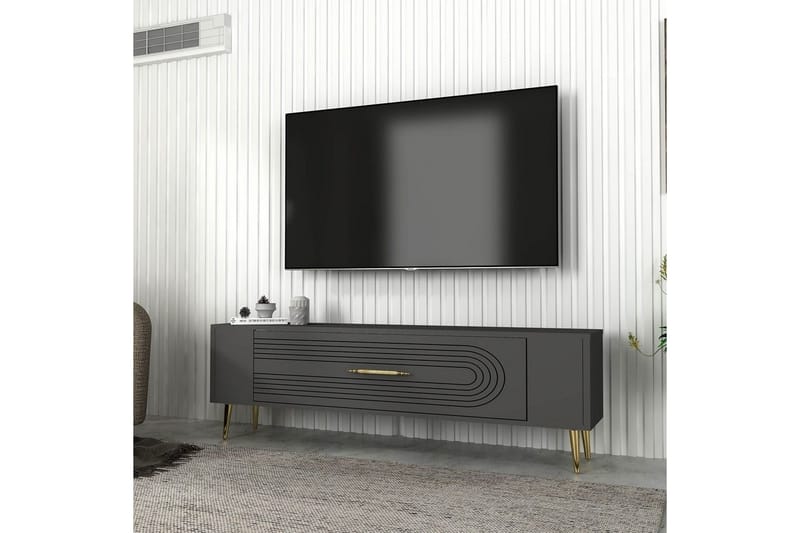 Mirel Tv-bänk 120 cm - Antracit/Guld - Möbler - Tv möbel & mediamöbel - TV bänk & mediabänk