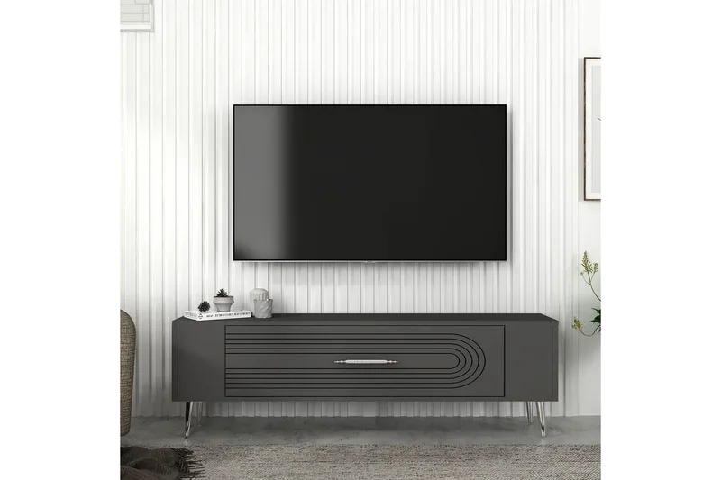 Mirel Tv-bänk 120 cm - Antracit/Silver - Möbler - Tv möbel & mediamöbel - TV bänk & mediabänk