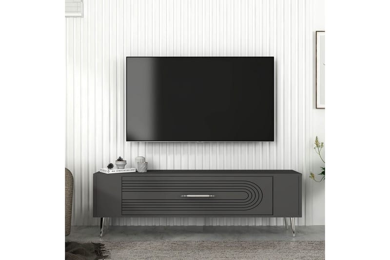 Mirel Tv-bänk 120 cm - Antracit/Silver - Möbler - Tv möbel & mediamöbel - TV bänk & mediabänk