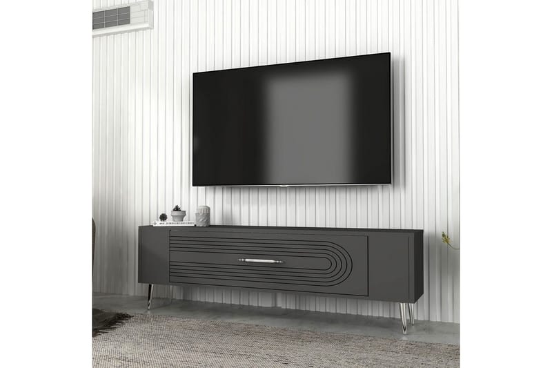 Mirel Tv-bänk 120 cm - Antracit/Silver - Möbler - Tv möbel & mediamöbel - TV bänk & mediabänk