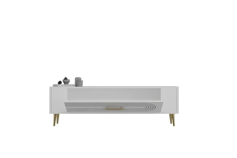 Mirel Tv-bänk 120 cm - Vit/Guld - Möbler - Tv möbel & mediamöbel - TV bänk & mediabänk
