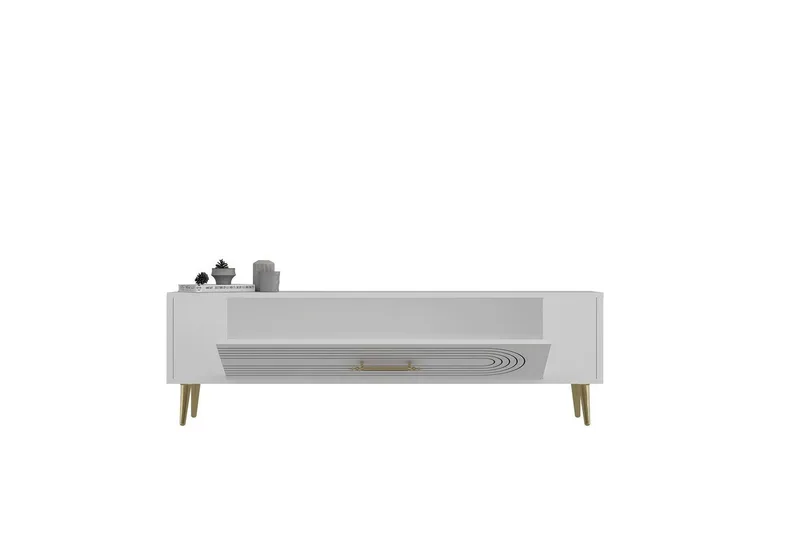 Mirel Tv-bänk 120 cm - Vit/Guld - Möbler - Tv möbel & mediamöbel - TV bänk & mediabänk