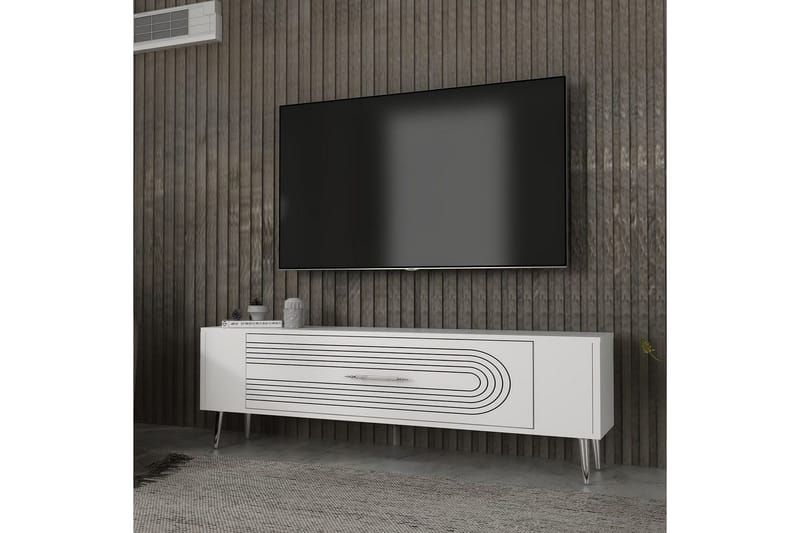 Mirel Tv-bänk 120 cm - Vit/Silver - Möbler - Tv möbel & mediamöbel - TV bänk & mediabänk