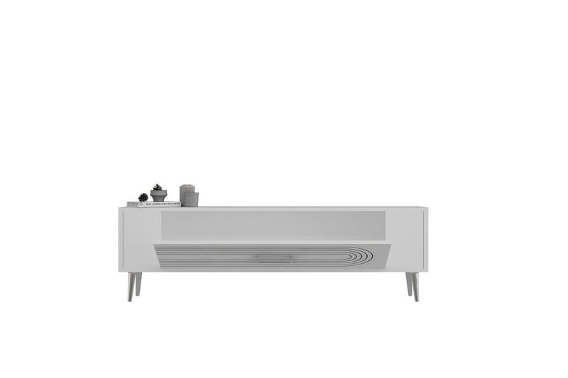Mirel Tv-bänk 120 cm - Vit/Silver - Möbler - Tv möbel & mediamöbel - TV bänk & mediabänk