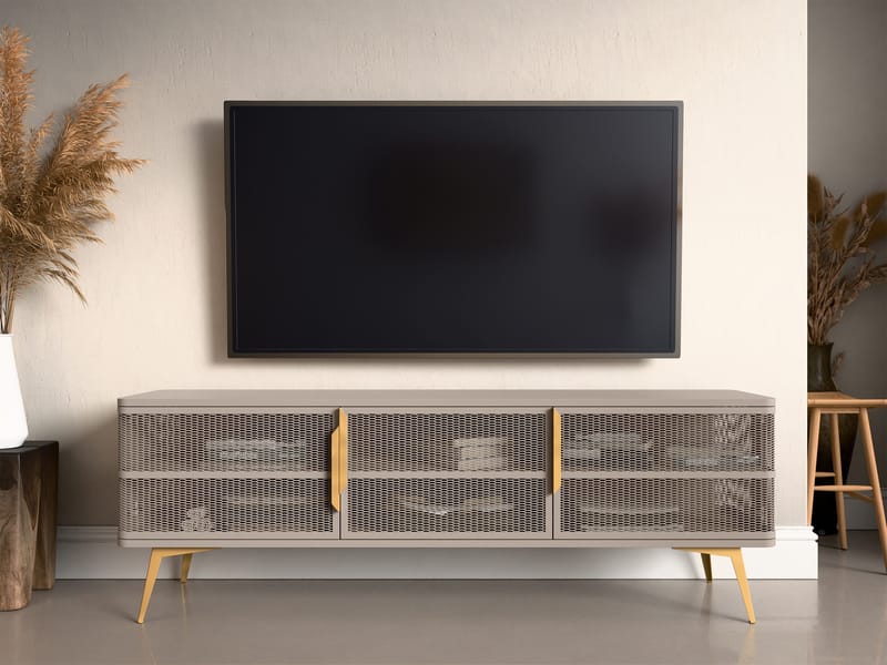 Mireva Tv-bänk 180 cm - beige, guld - Möbler - Tv möbel & mediamöbel - TV bänk & mediabänk