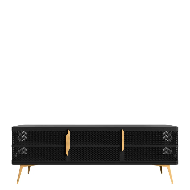 Mireva Tv-bänk 180 cm - svart, guld - Möbler - Tv möbel & mediamöbel - TV bänk & mediabänk