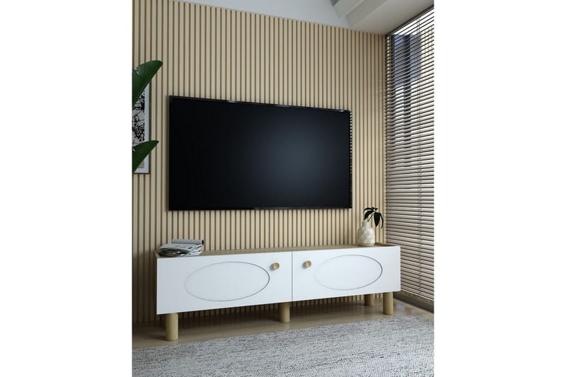 Mittopuri Tv-bänk 153,6 cm - Taupe/Vit - Möbler - Tv möbel & mediamöbel - TV bänk & mediabänk