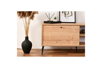 Mjudi TV Bänk 55 cm Golvstående med Förvaring i Ljust Trä - Ek - Möbler - Tv möbel & mediamöbel - TV bänk & mediabänk