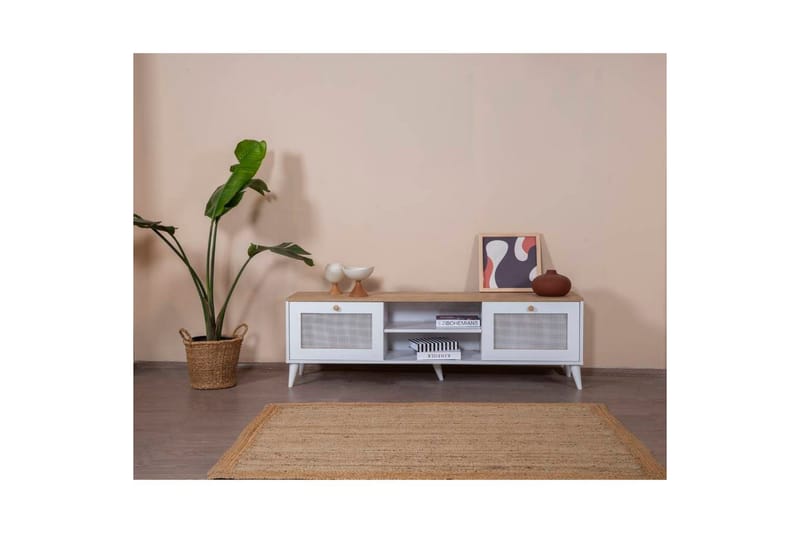 Mjudi Tv-bänk 55 cm - Ljusbrun/Vit - Möbler - Tv möbel & mediamöbel - TV bänk & mediabänk