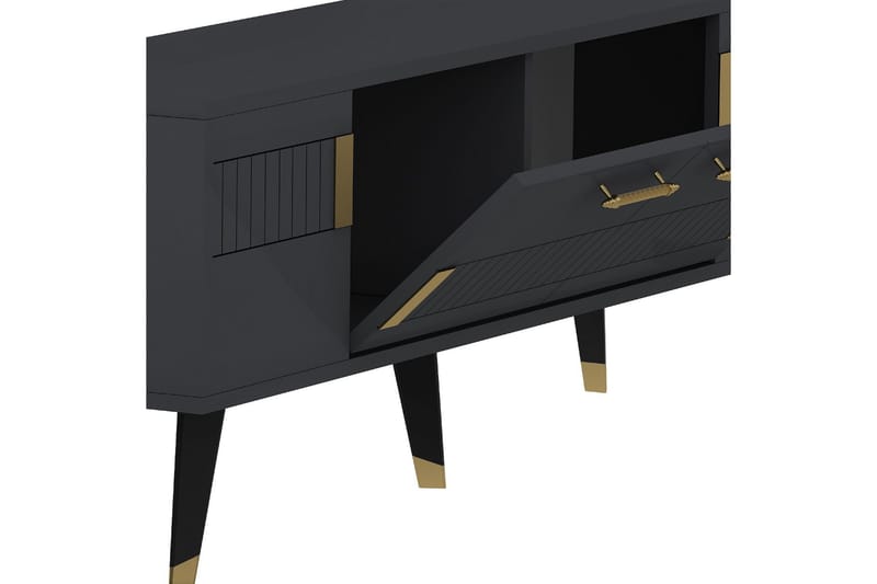 Moda Tv-bänk 150x35 cm Svart/Guld - Hanah Home - TV bänk & mediabänk