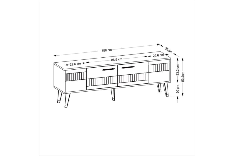 Moda Tv-bänk 150x35 cm Vit/Guld - Hanah Home - TV bänk & mediabänk