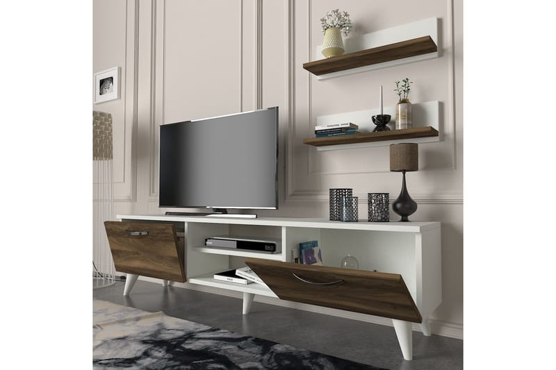 Mohed TV-Möbelset 150 cm - Vit/Brun - TV-möbelset