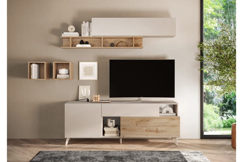 Monaco Tv-bänk 181x42 cm - Brun/Vit - Möbler - Tv möbel & mediamöbel - TV bänk & mediabänk
