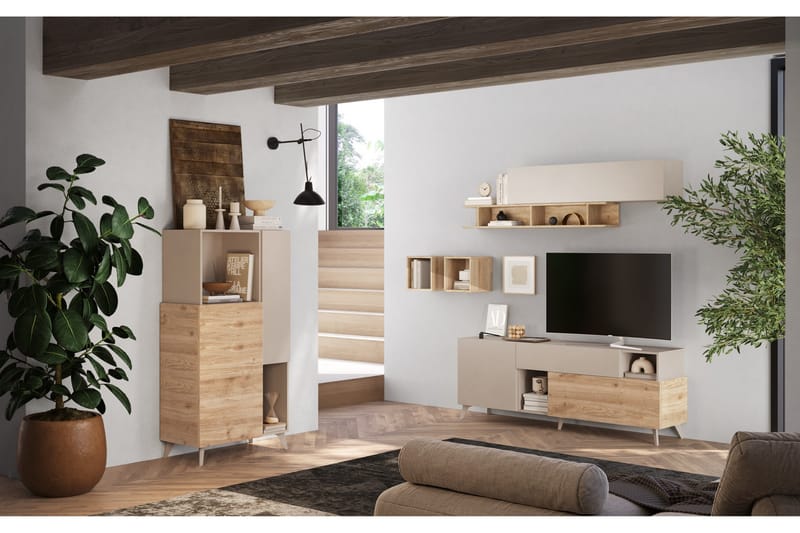 Monaco Tv-bänk 181x42 cm - Brun/Vit - Möbler - Tv möbel & mediamöbel - TV bänk & mediabänk