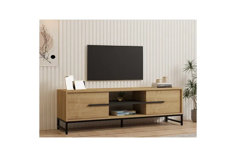 Mono Golvstående TV-bänk 160 cm med Förvaring i Ek - Beige - Möbler - Tv möbel & mediamöbel - TV bänk & mediabänk
