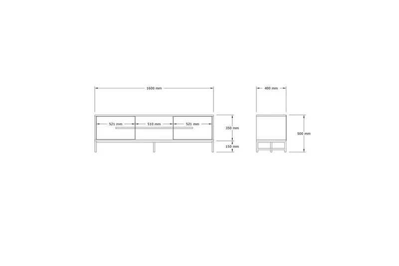 Mono Golvstående TV-bänk 160 cm med Förvaring i Ek - Beige - Möbler - Tv möbel & mediamöbel - TV bänk & mediabänk