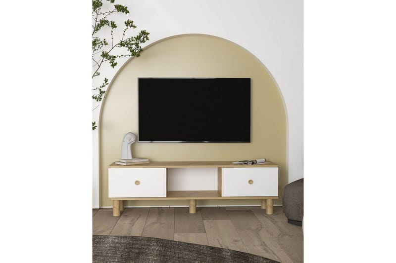 Mono Tv-bänk 150 cm - Rödfärgat trä/Vit - Möbler - Tv möbel & mediamöbel - TV bänk & mediabänk