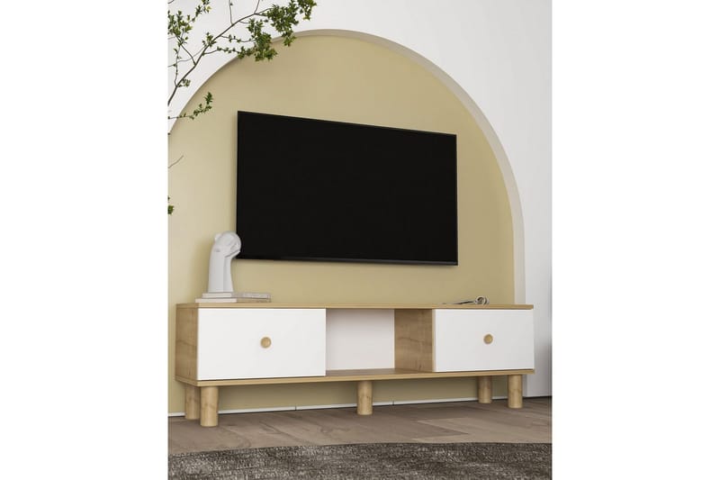 Mono Tv-bänk 150 cm - Rödfärgat trä/Vit - Möbler - Tv möbel & mediamöbel - TV bänk & mediabänk